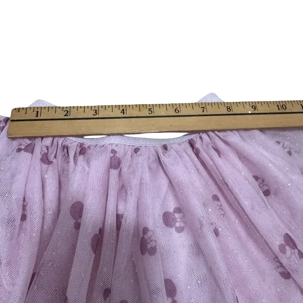 Girls kids pink Tutu skirt glitter Minnie Mouse Ears Disney Junior Size 5 EUC